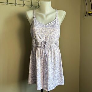 Hollister Floral Spaghetti Strap Babydoll Romper Lilac Purple Size M Outdoor Y2K